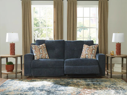 Danum 2 Seat Reclining Sofa, navy blue fabric with pillows by Unique Piece Furniture on Tampa Home & Garden Store