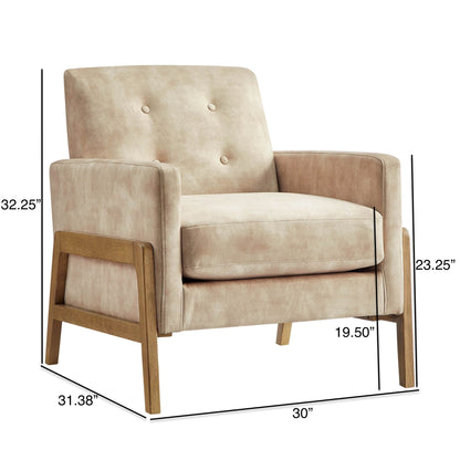 Tufted back accent arm chair in beige commercial-grade upholstery with wooden legs HouseOfZazla on Tampa Home & Garden Store