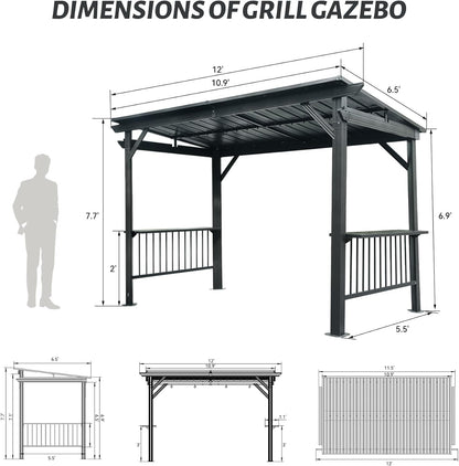 Durable 6.5x12FT Hardtop And Patio Grill Gazebo