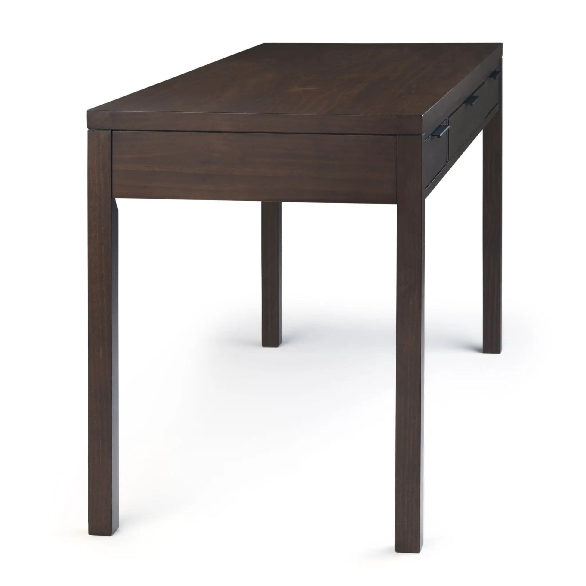 Hollander Handcrafted Desk in dark walnut finish with integrated side drawers on Tampa Home & Garden Store