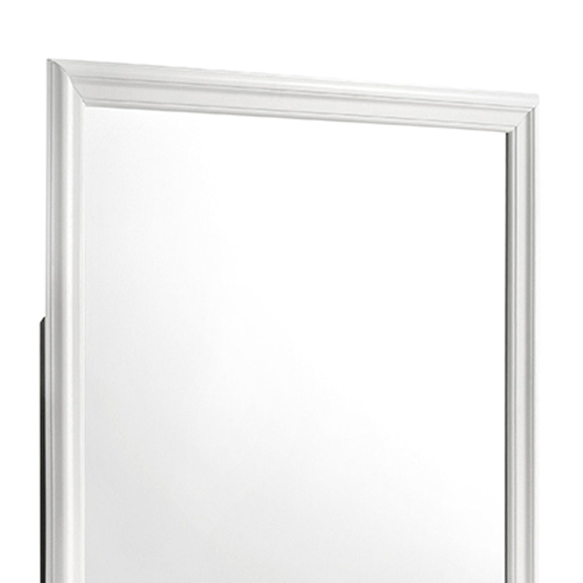 Modern wall mirror with smooth silver metal frame and beveled edges on Tampa Home & Garden Store