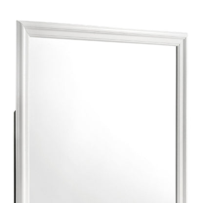 Modern wall mirror with smooth silver metal frame and beveled edges on Tampa Home & Garden Store