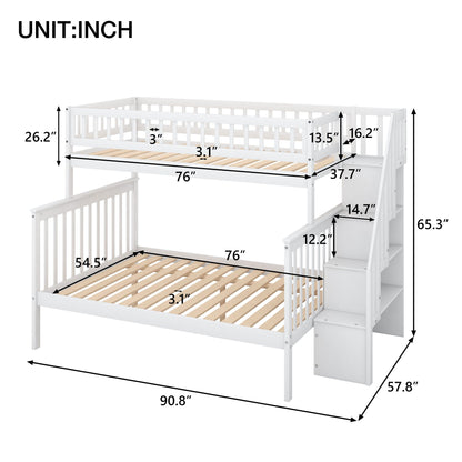 Bunk Bed With Staircase two-tier white wooden frame on Tampa Home & Garden Store
