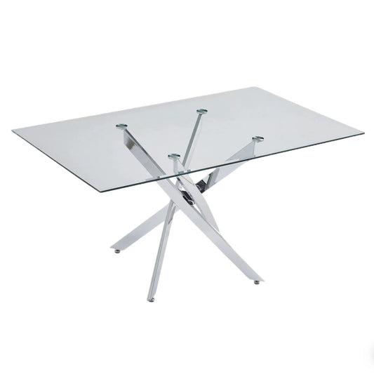 Modern rectangular dining table with clear glass top and chrome legs Unique Piece Furniture on Tampa Home & Garden Store