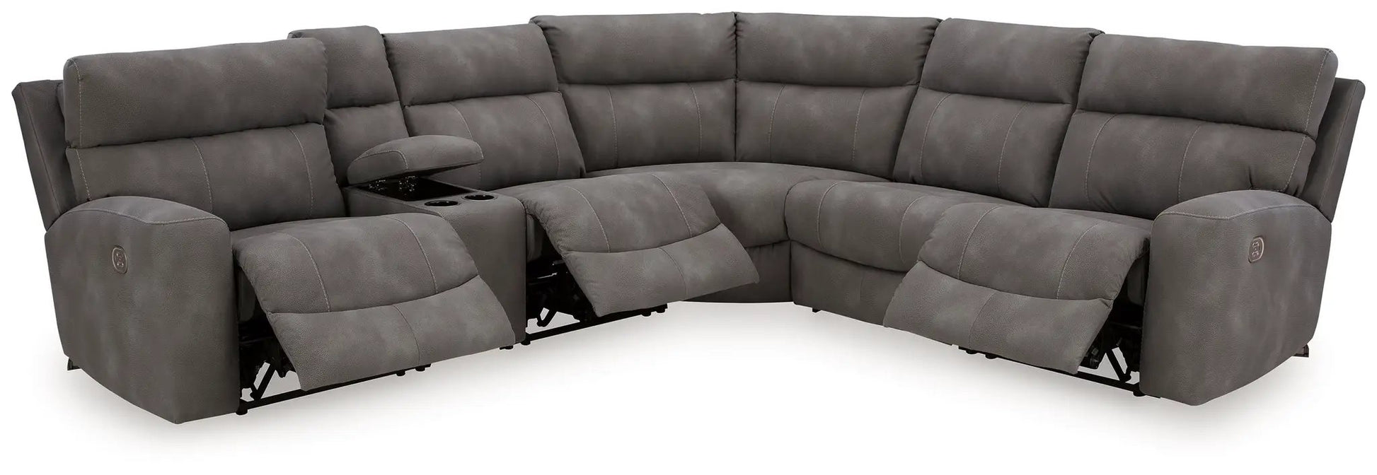 Next-Gen Durapella reclining sectional gray fabric with console by Unique Piece Furniture on Tampa Home & Garden Store