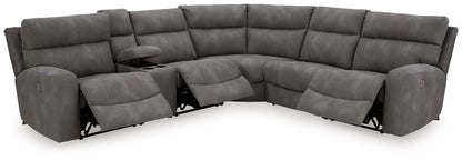Next-Gen Durapella reclining sectional gray fabric with console by Unique Piece Furniture on Tampa Home & Garden Store