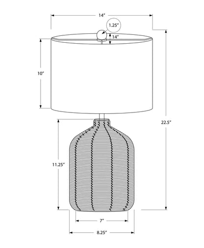 Table lamp with woven rattan base and modern round shade Unique Piece Furniture on Tampa Home & Garden Store
