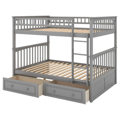 Gray wooden bunk bed with under-bed drawers and side ladder, convertible design on Tampa Home & Garden Store