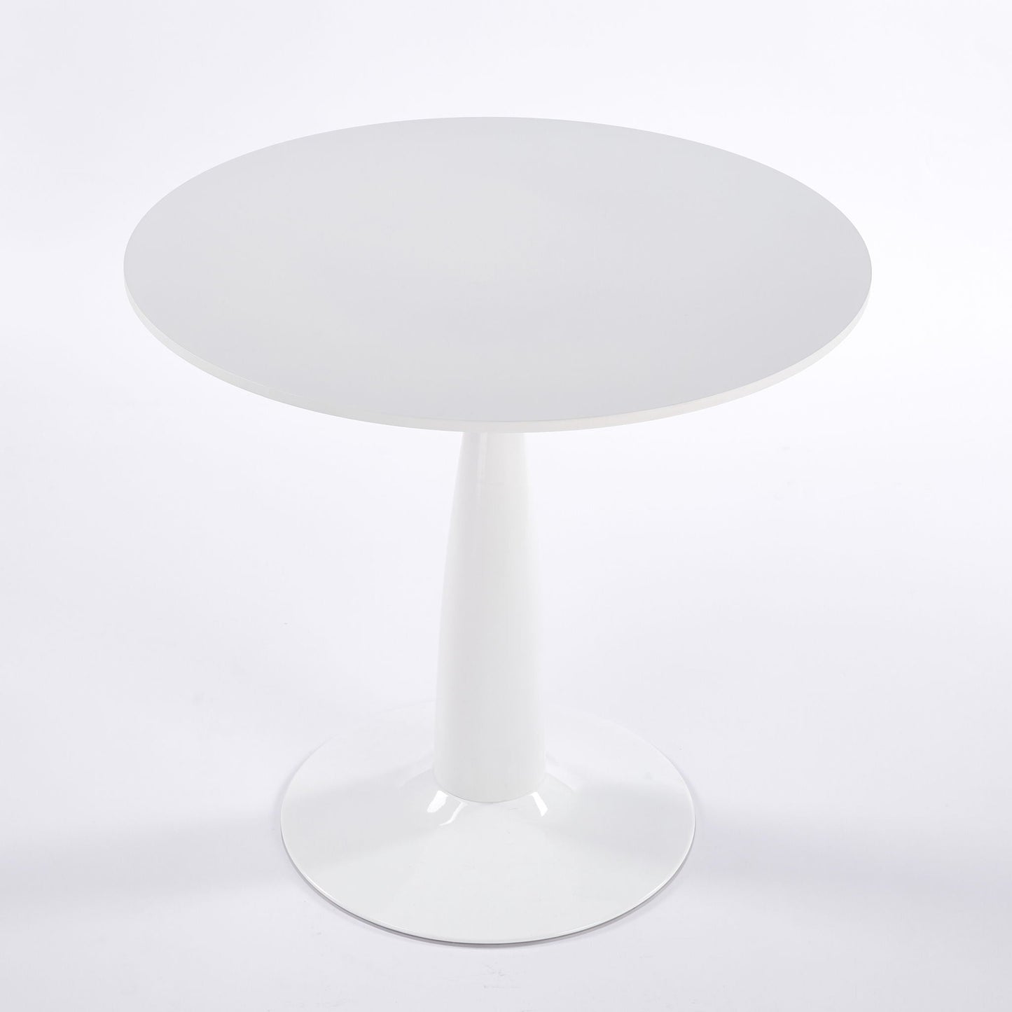 Round White Kitchen Table with Metal Base