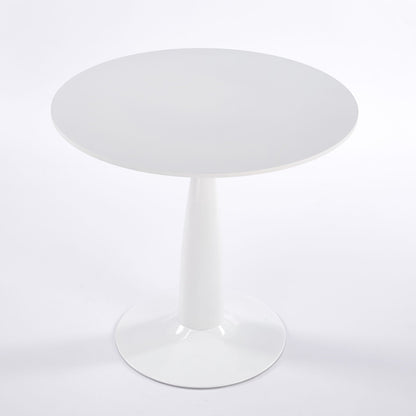 Round White Kitchen Table with Metal Base