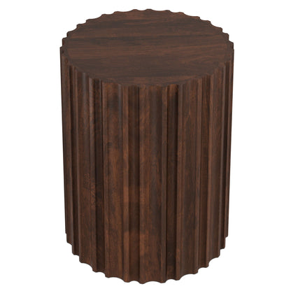 Rolf Side Table dark brown wood with scalloped edge and fluted sides HouseOfZazla on Tampa Home & Garden Store