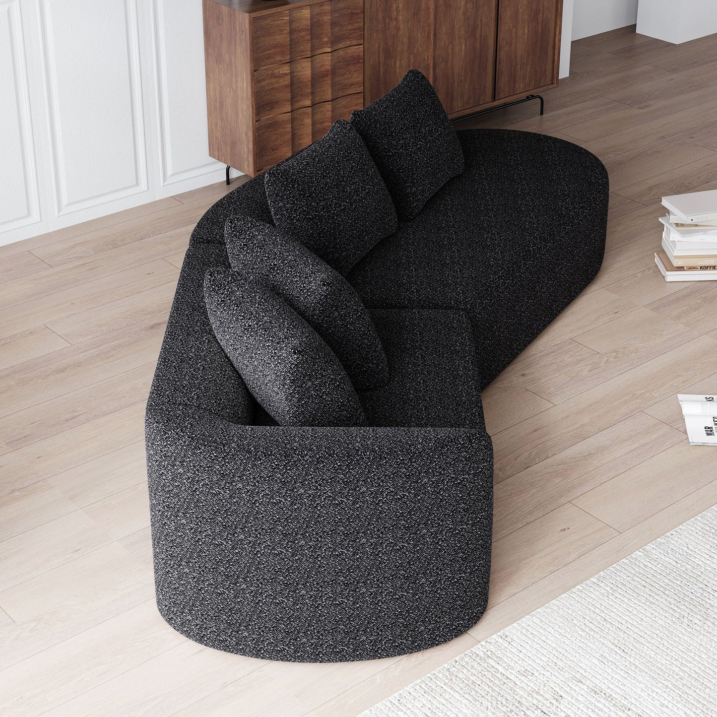 Chenille Sectional Sofa and Soft Throw Pillows