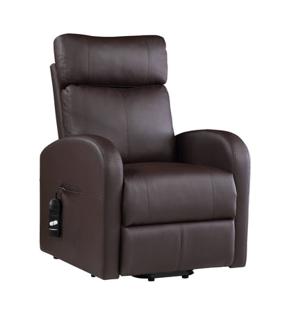 Ricardo power motion recliner with lift in dark brown leather, side control panel visible on Tampa Home & Garden Store