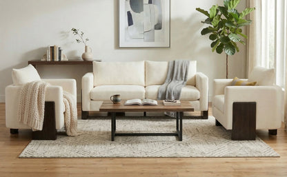 A plush cloud sofa and chenille three piece set