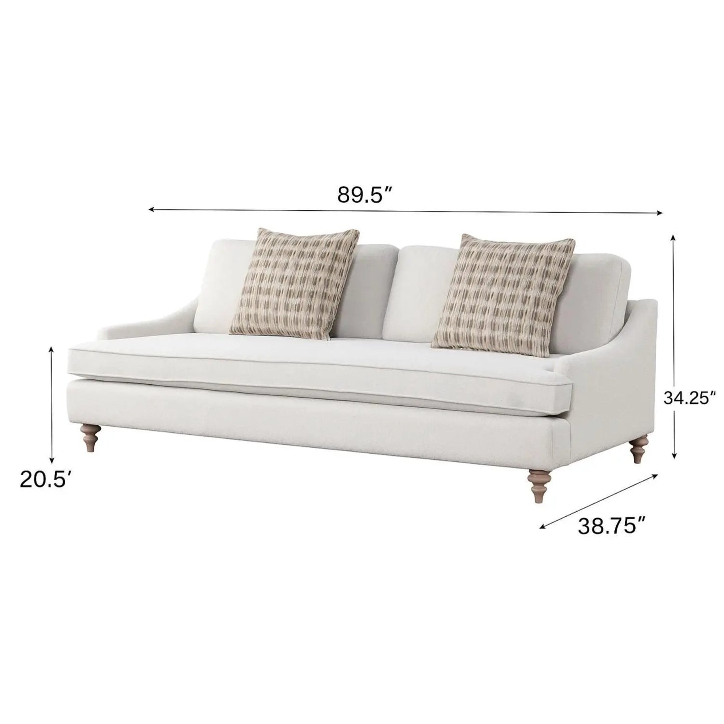 Sofa Single Reverable Cushion With 2 Pillows off-white upholstery Unique Piece Furniture on Tampa Home & Garden Store