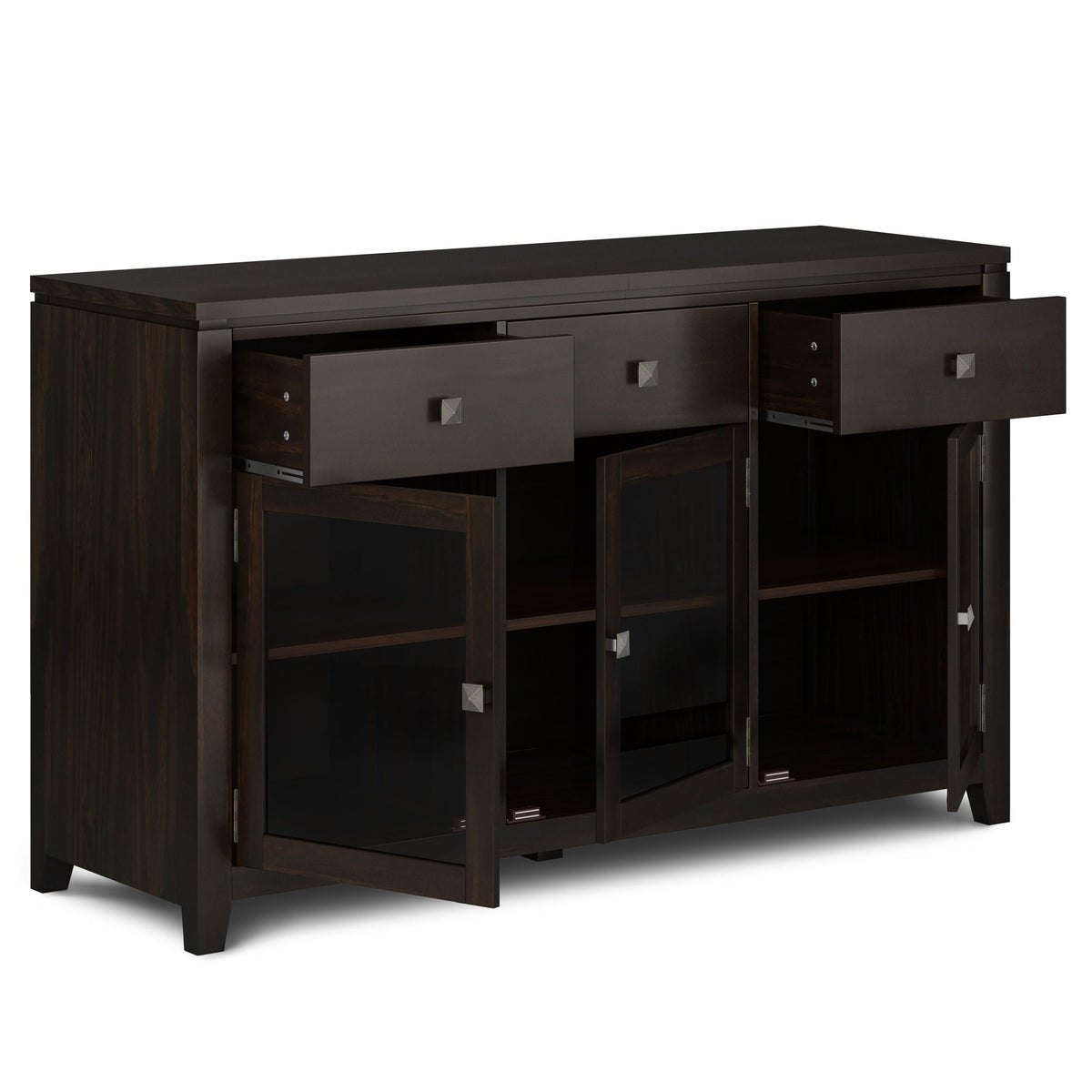 Handcrafted Sideboard Buffet With Glass Doors dark espresso finish with drawers HouseOfZazla on Tampa Home & Garden Store