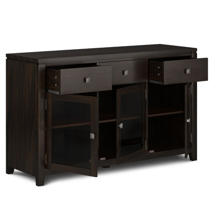 Handcrafted Sideboard Buffet With Glass Doors dark espresso finish with drawers HouseOfZazla on Tampa Home & Garden Store