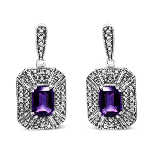 Pair of .925 sterling silver amethyst stud earrings with diamond accents by Bids.com on Tampa Home & Garden Store
