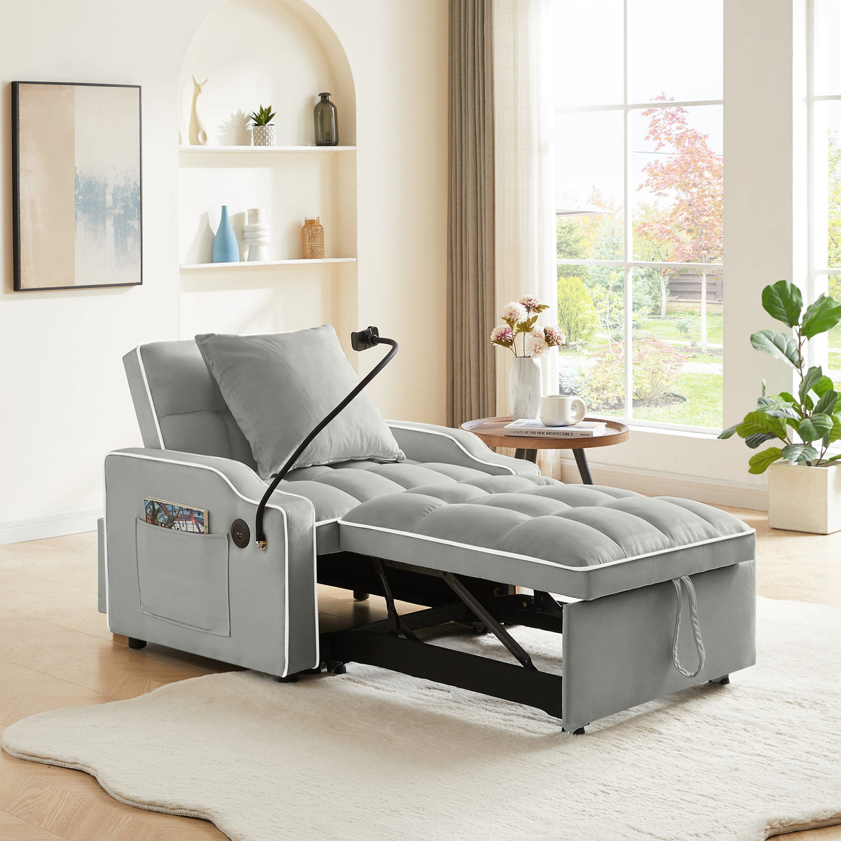 Modern 3 in 1 Convertible Sofa and Chair Bed Set