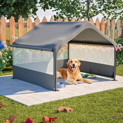 GemGear Extra Large Outdoor Dog House Tent 4x4x3ft with mesh windows gray dog shelter on Tampa Home & Garden Store