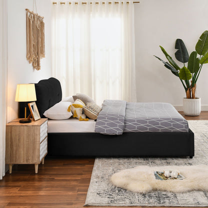 Storage upholstered hydraulic platform bed with headboard in black fabric by HouseOfZazla on Tampa Home & Garden Store