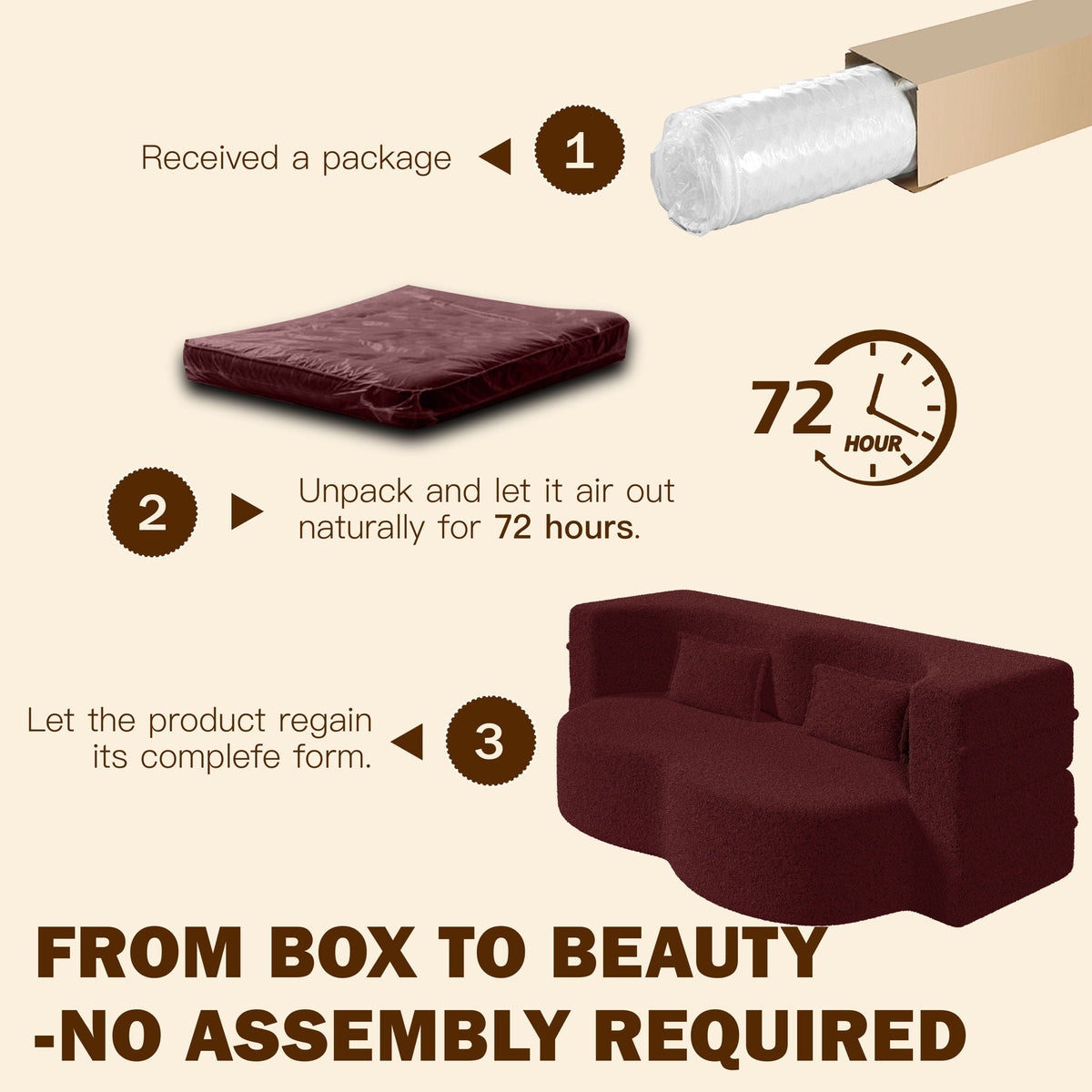 Modern Floor Sleeper Sofa Bed And Two Pillows