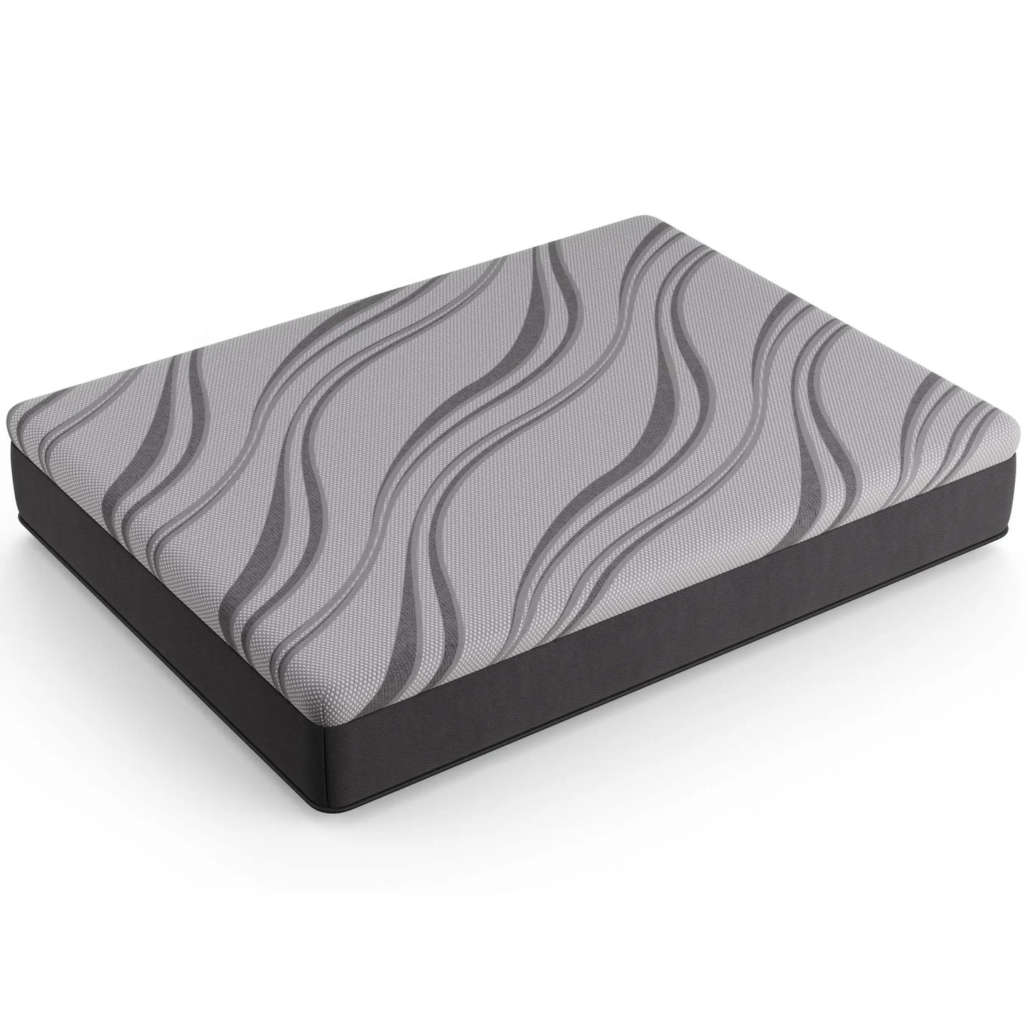 Bib Nl - 12" Pro Gel Hybrid Medium Mattress gray cover with wave pattern on Tampa Home & Garden Store