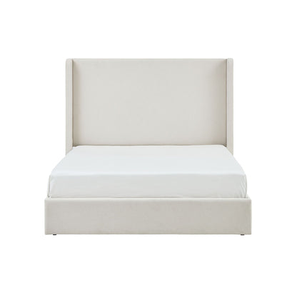 Carmen King Size Upholstered Wingback Bed in Ivory fabric by HouseOfZazla on Tampa Home & Garden Store