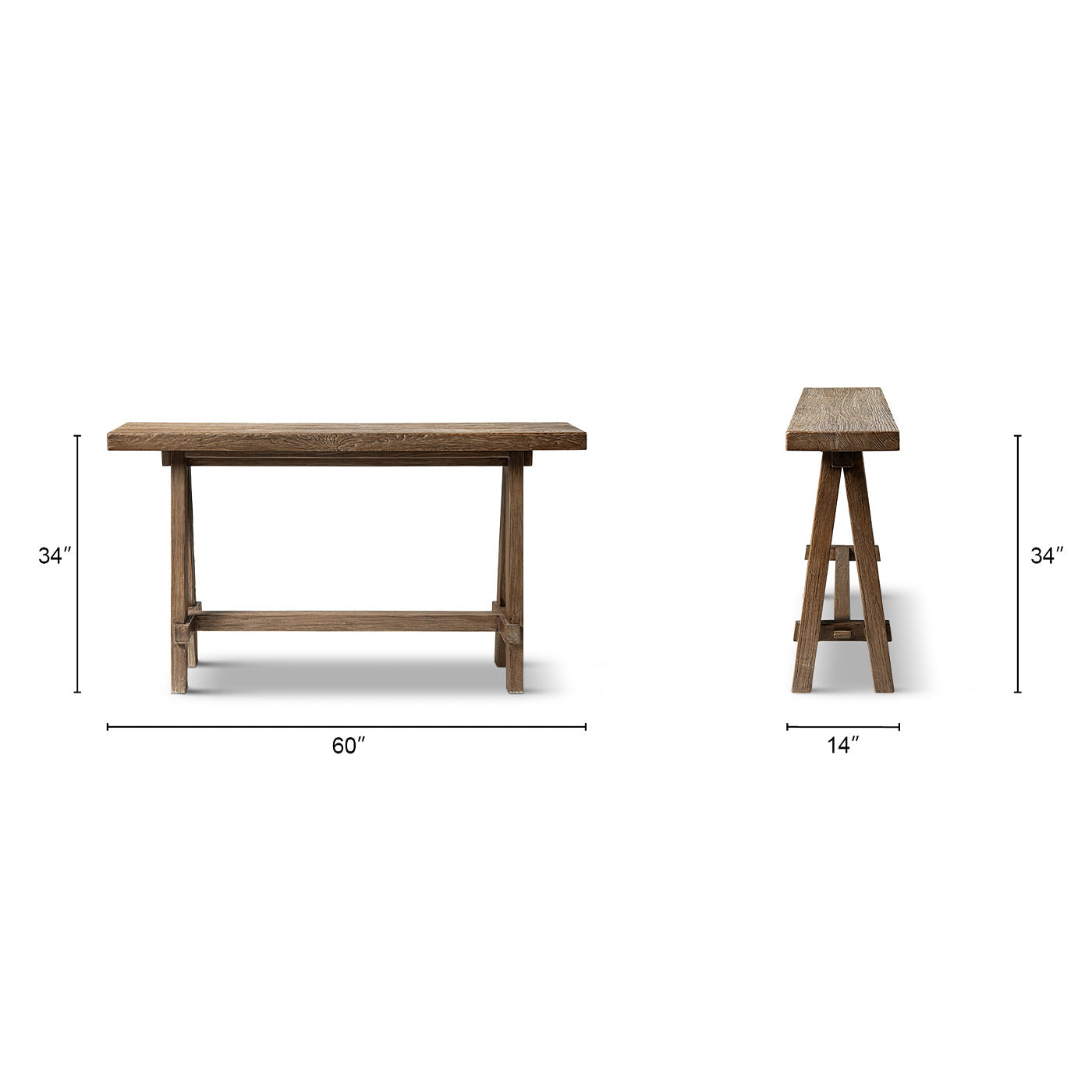 Hawthorne 60'' solid reclaimed elm trestle console table and stool HouseOfZazla on Tampa Home & Garden Store