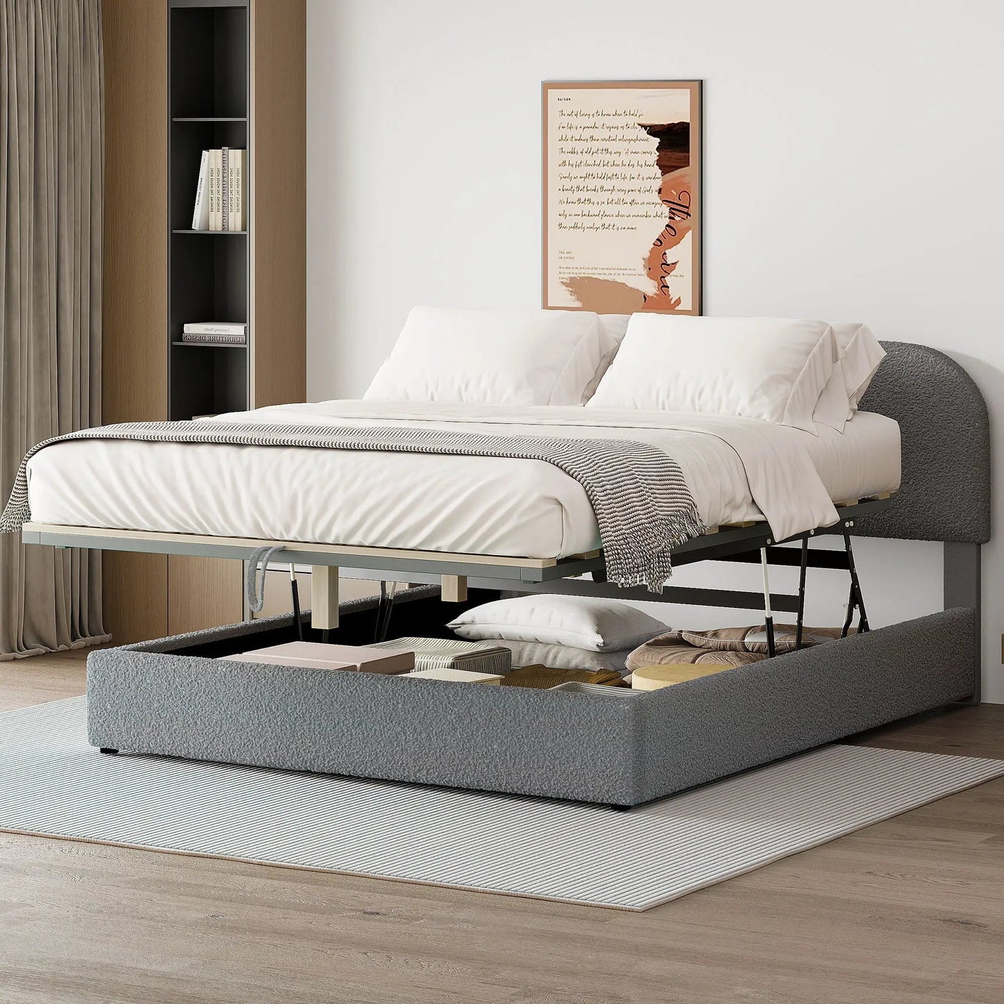 Upholstered Platform Bed With Hydraulic Storage