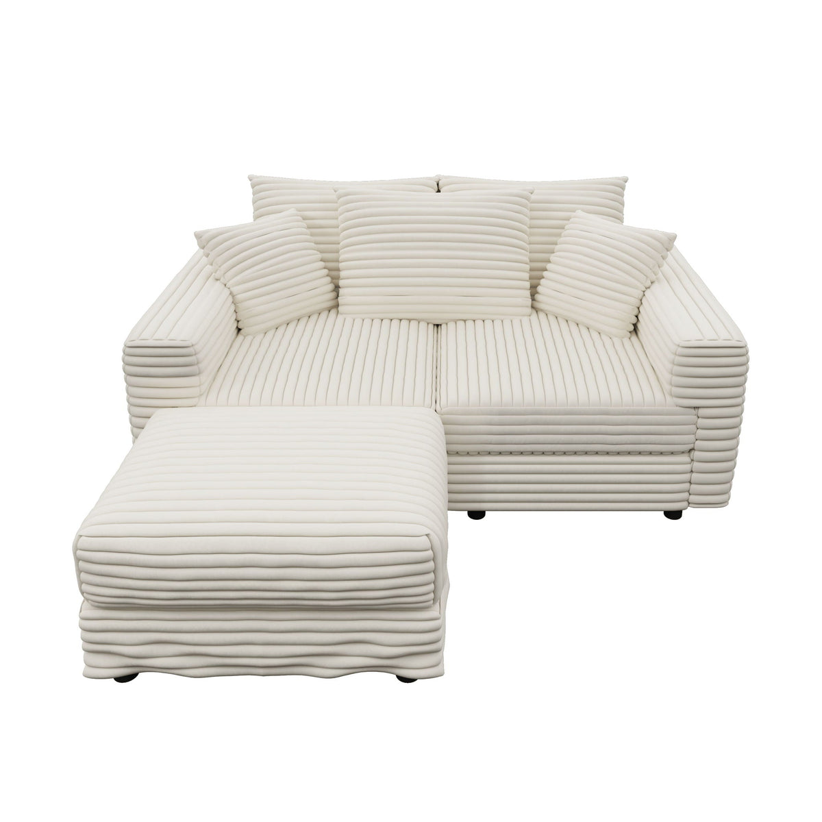 Deep Seat Sofa Bed With Ottoman and Soft Pillows