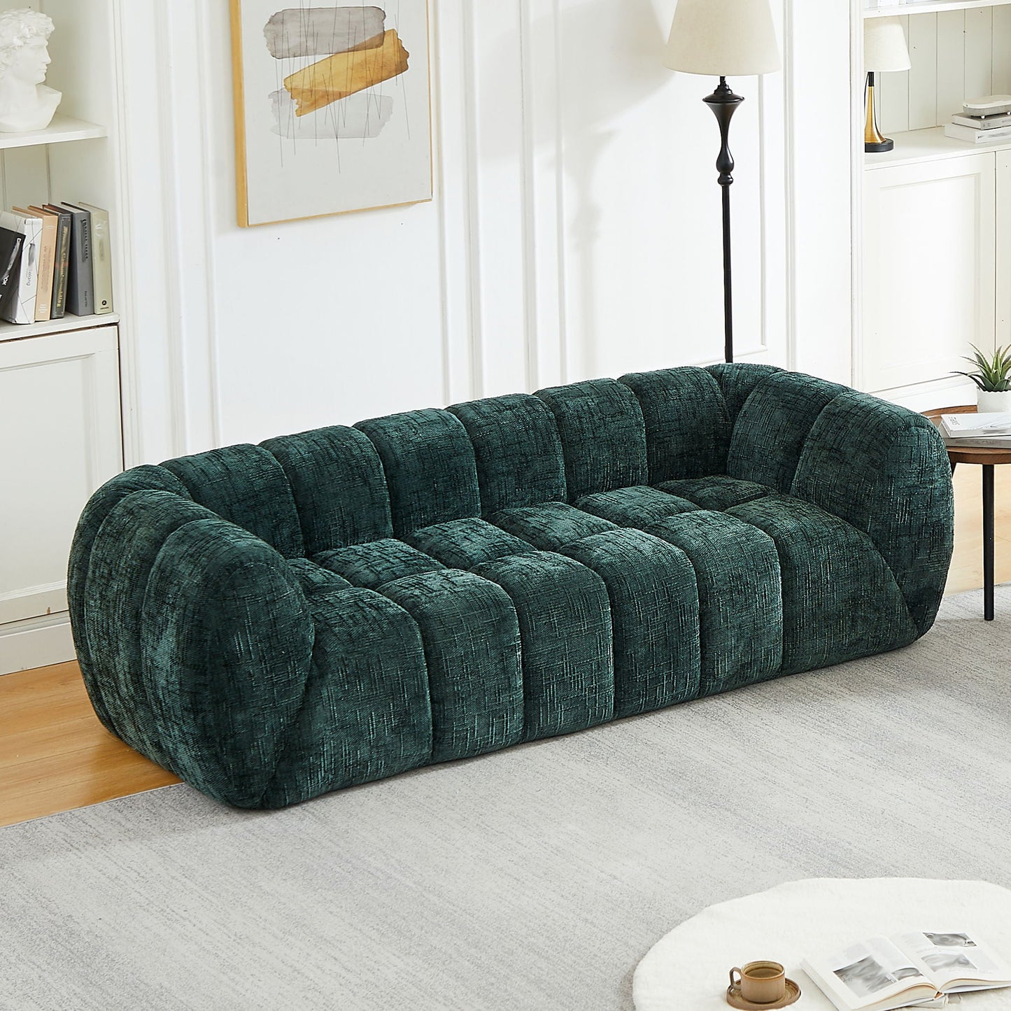 Modern Piano Key Backrest Sofa With Upholstery