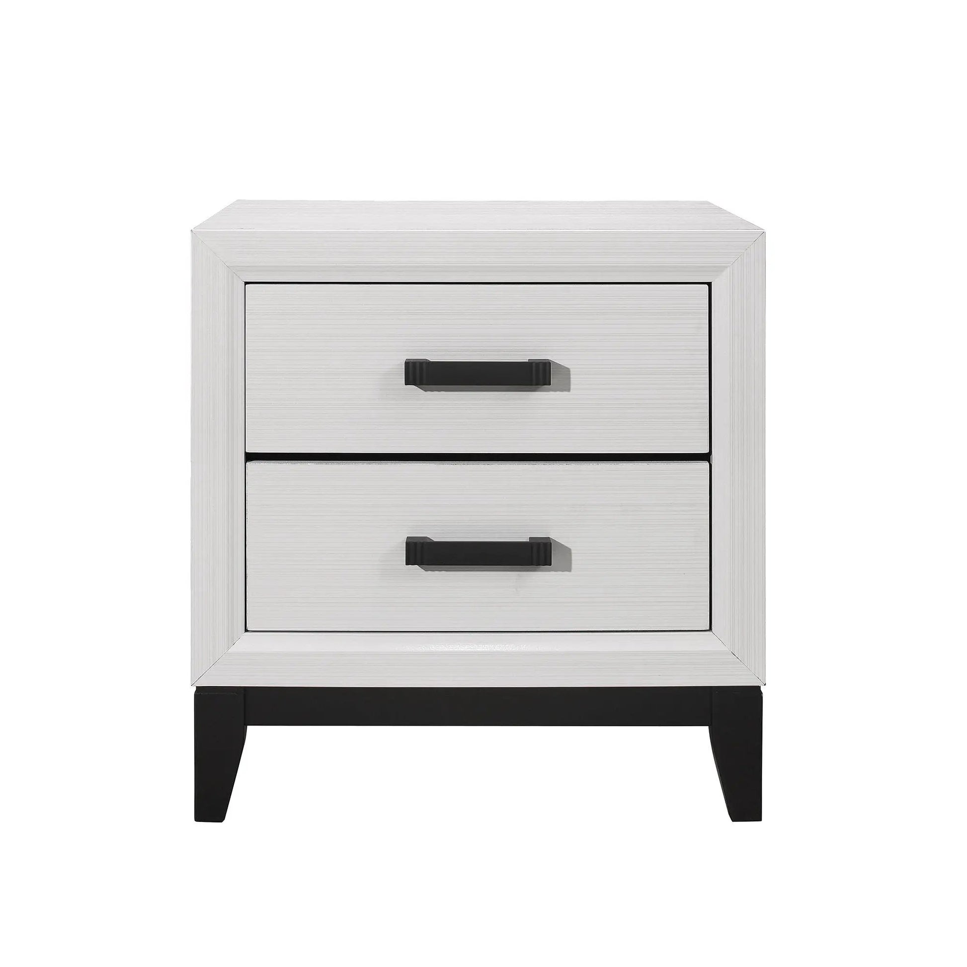 Mirage Nightstand by Unique Piece Furniture in brushed silver with black bar pulls on Tampa Home & Garden Store