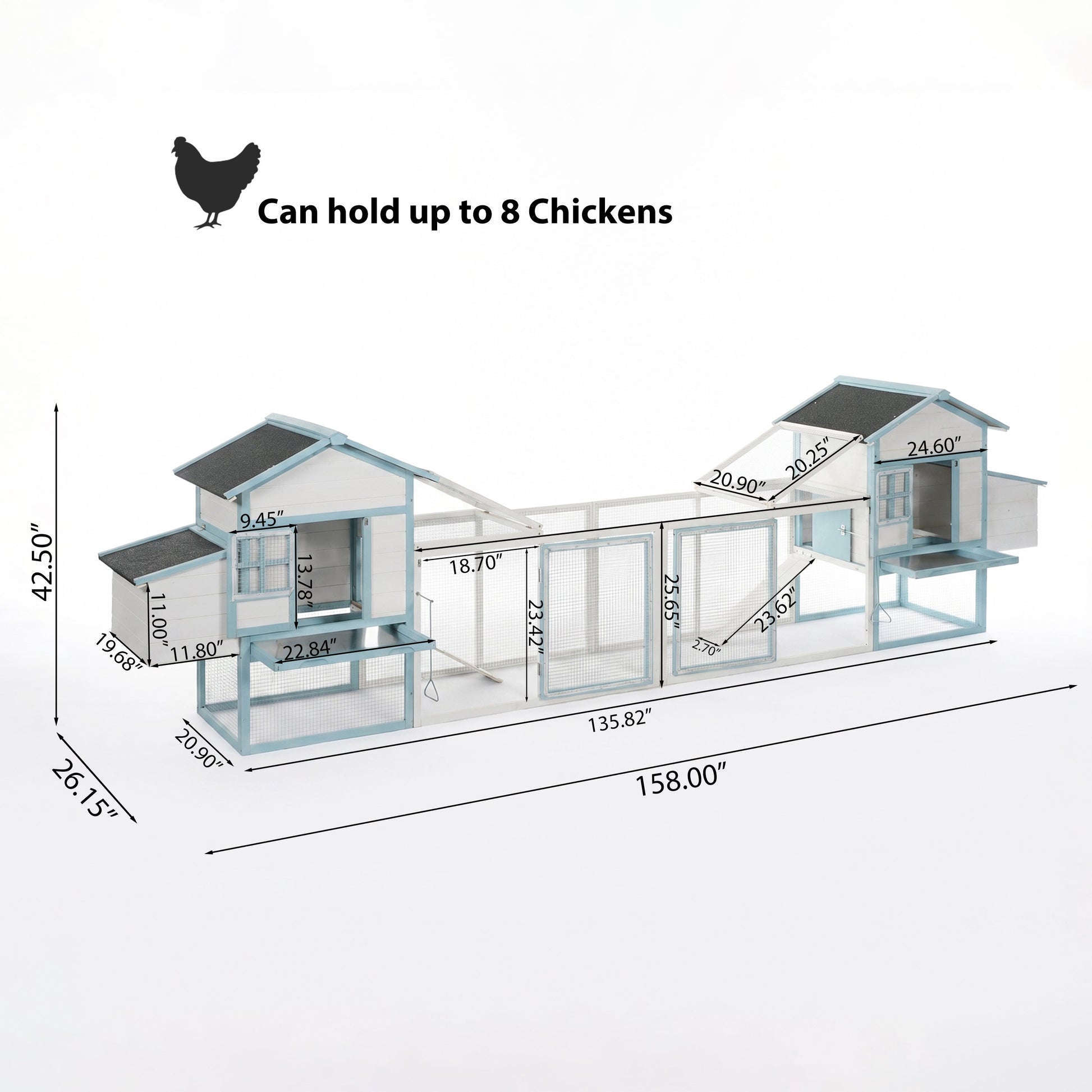 Large wooden chicken coop by HouseOfZazla with double nesting boxes, blue trim on Tampa Home & Garden Store