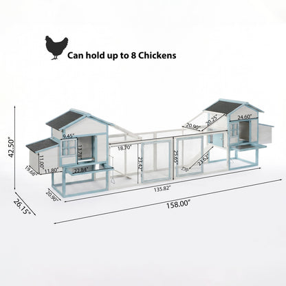 Large wooden chicken coop by HouseOfZazla with double nesting boxes, blue trim on Tampa Home & Garden Store