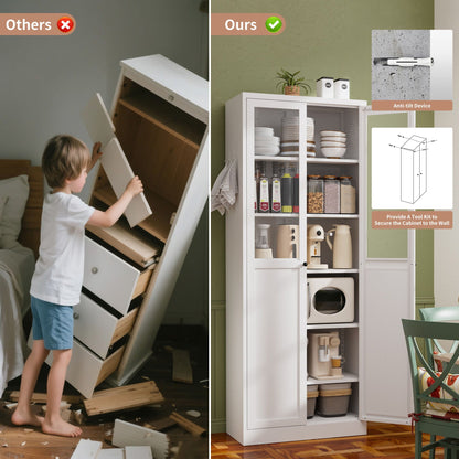 Tall Metal Pantry Cabinet and Adjustable Shelves