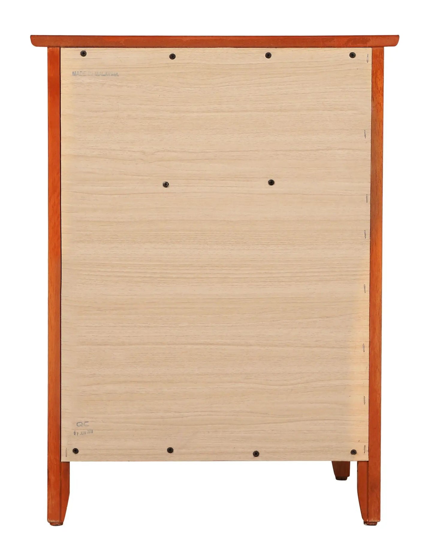 1 Drawer 1 Door accent nightstand orange stained frame with natural wood back panel on Tampa Home & Garden Store