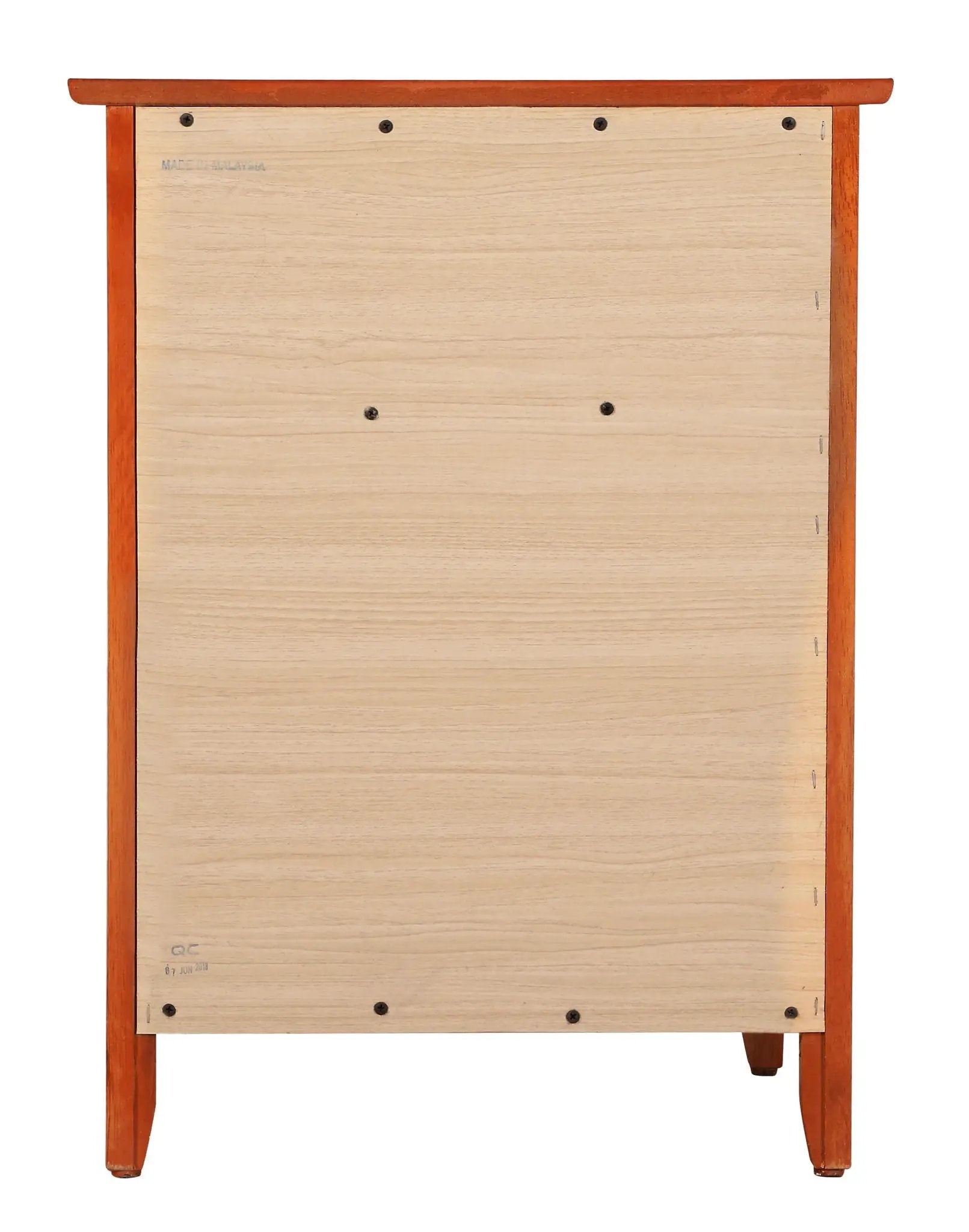 1 Drawer 1 Door accent nightstand orange stained frame with natural wood back panel on Tampa Home & Garden Store