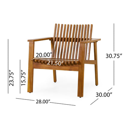 Set of Acacia Wood Slatted Outdoor Club Chairs
