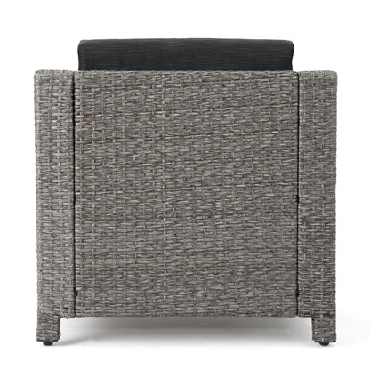 Puerta 4-Piece Outdoor Furniture Set wicker sectional with dark gray cushions on Tampa Home & Garden Store
