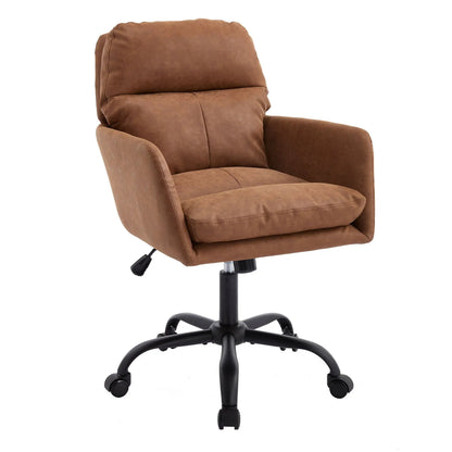 Brown leather office chair with adjustable height, ergonomic swivel by Unique Piece Furniture on Tampa Home & Garden Store