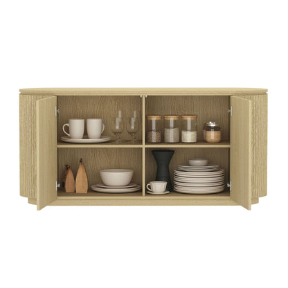 Oak sideboard with adjustable shelves and handle-free doors, 60in wide by HouseOfZazla on Tampa Home & Garden Store