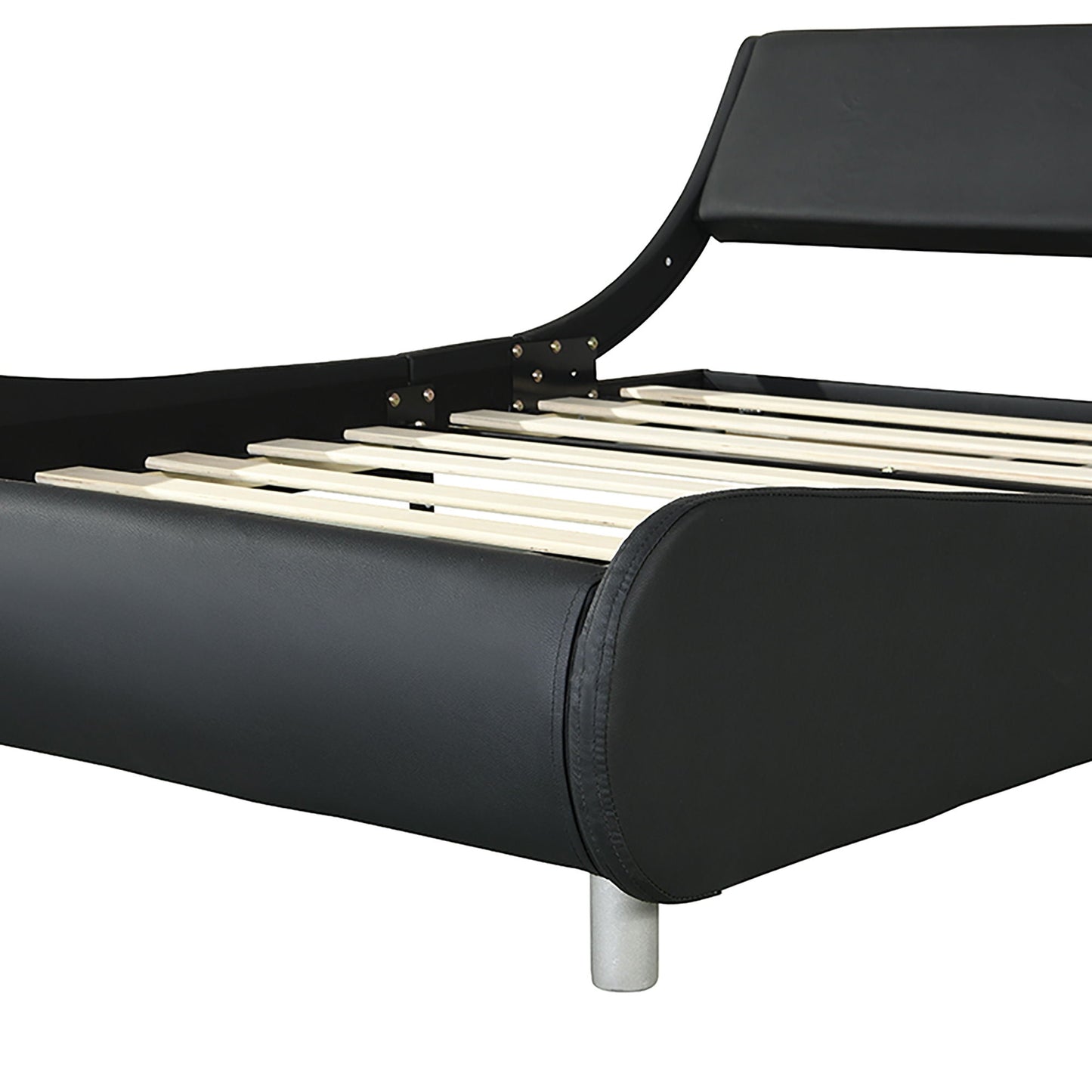 Queen Upholstered Led Bed Frame With Curve Black