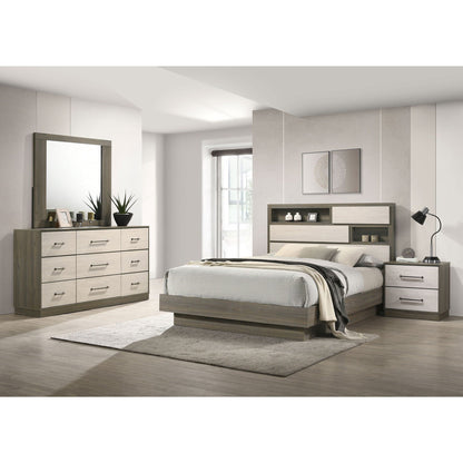 4 Piece Queen Bedroom Set in oak with built-in storage and mirror by HouseOfZazla on Tampa Home & Garden Store