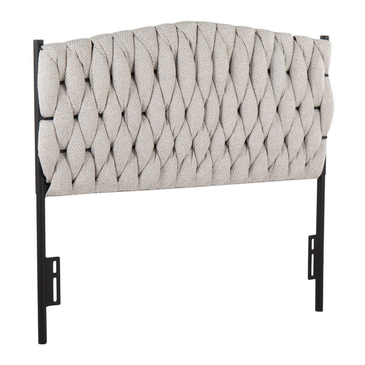 Upholstered Headboard Braided Matisse beige fabric on black metal frame by HouseOfZazla on Tampa Home & Garden Store