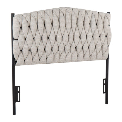 Upholstered Headboard Braided Matisse beige fabric on black metal frame by HouseOfZazla on Tampa Home & Garden Store