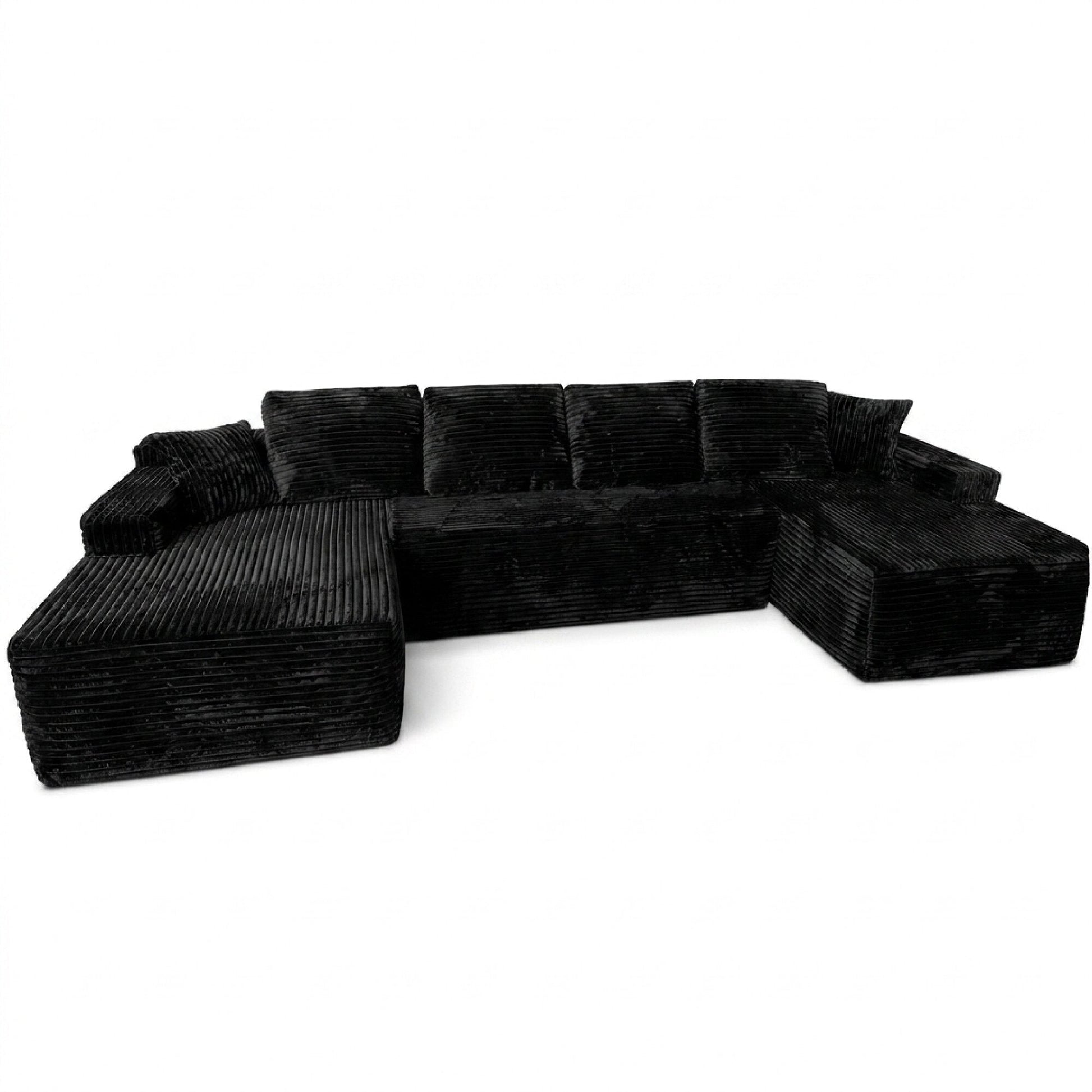 131-Inch Big Size Modular Sectional Sofa in black velvet upholstery by HouseOfZazla on Tampa Home & Garden Store
