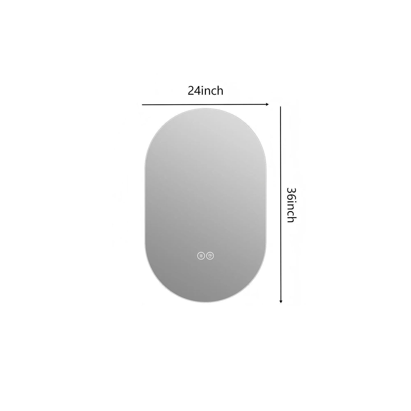 Smart wall-mounted LED touch screen mirror with anti-fog and adjustable lighting, 24in wide on Tampa Home & Garden Store