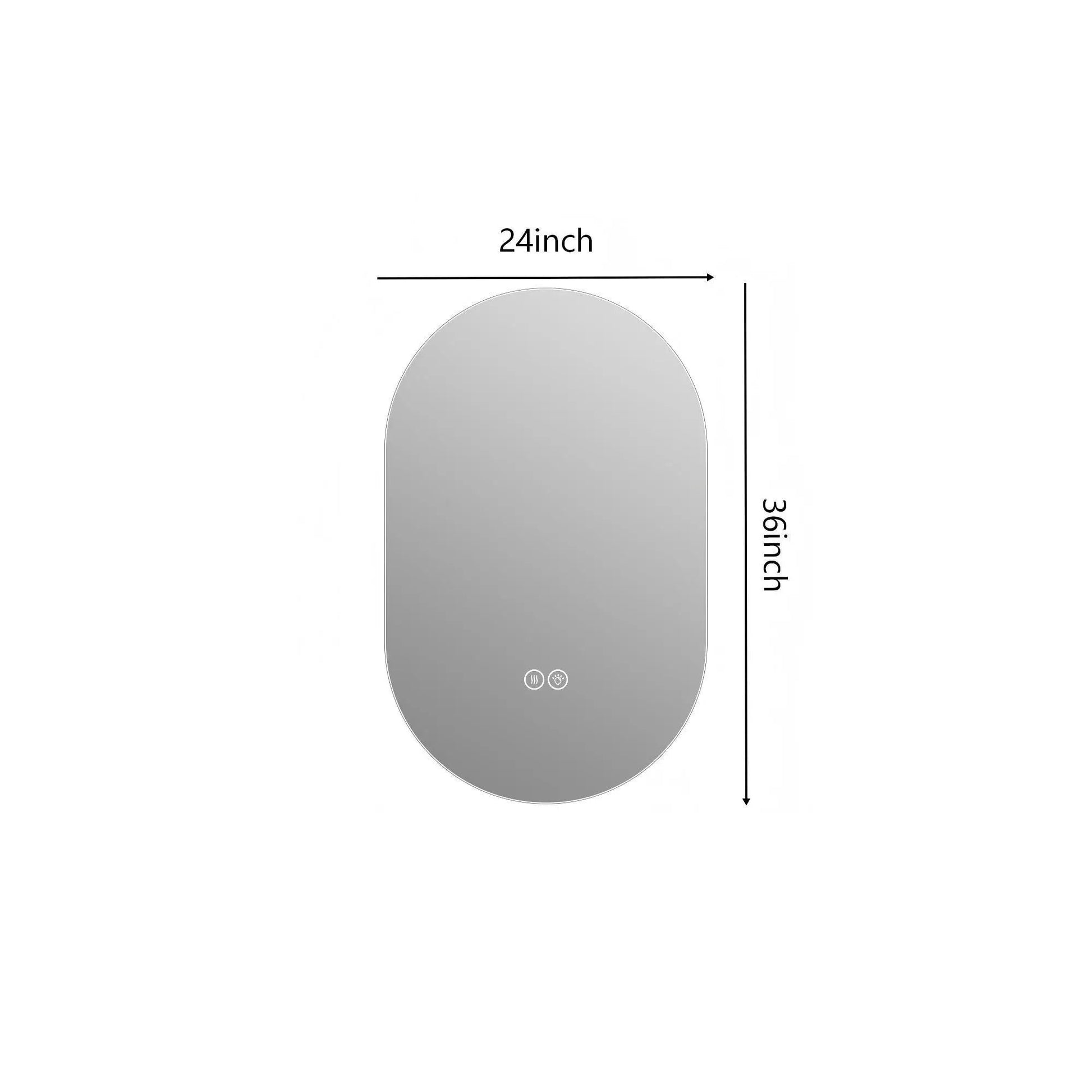 Smart wall-mounted LED touch screen mirror with anti-fog and adjustable lighting, 24in wide on Tampa Home & Garden Store