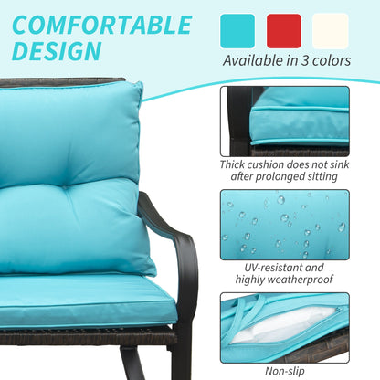 Metal Patio Rocking Bench and Two Cushions